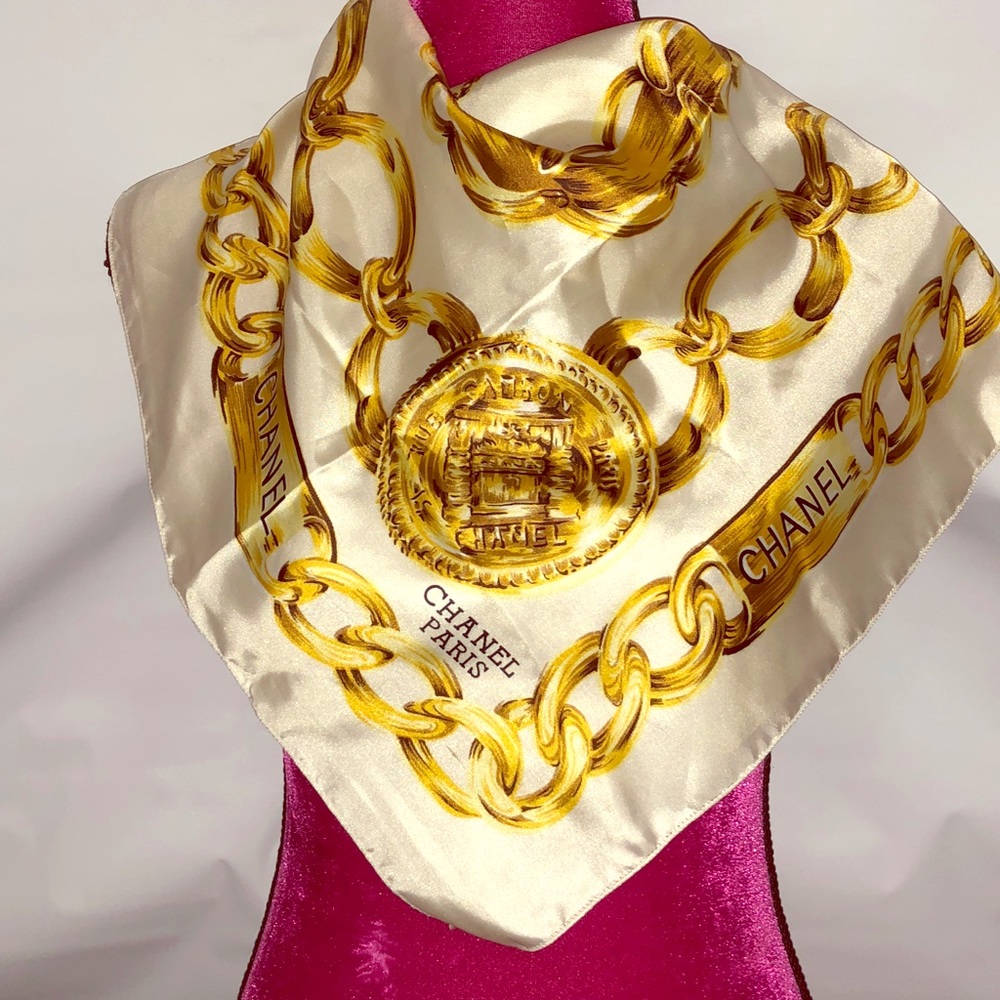 Vintage Chanel Paris Rue Cambon Silk Scarf